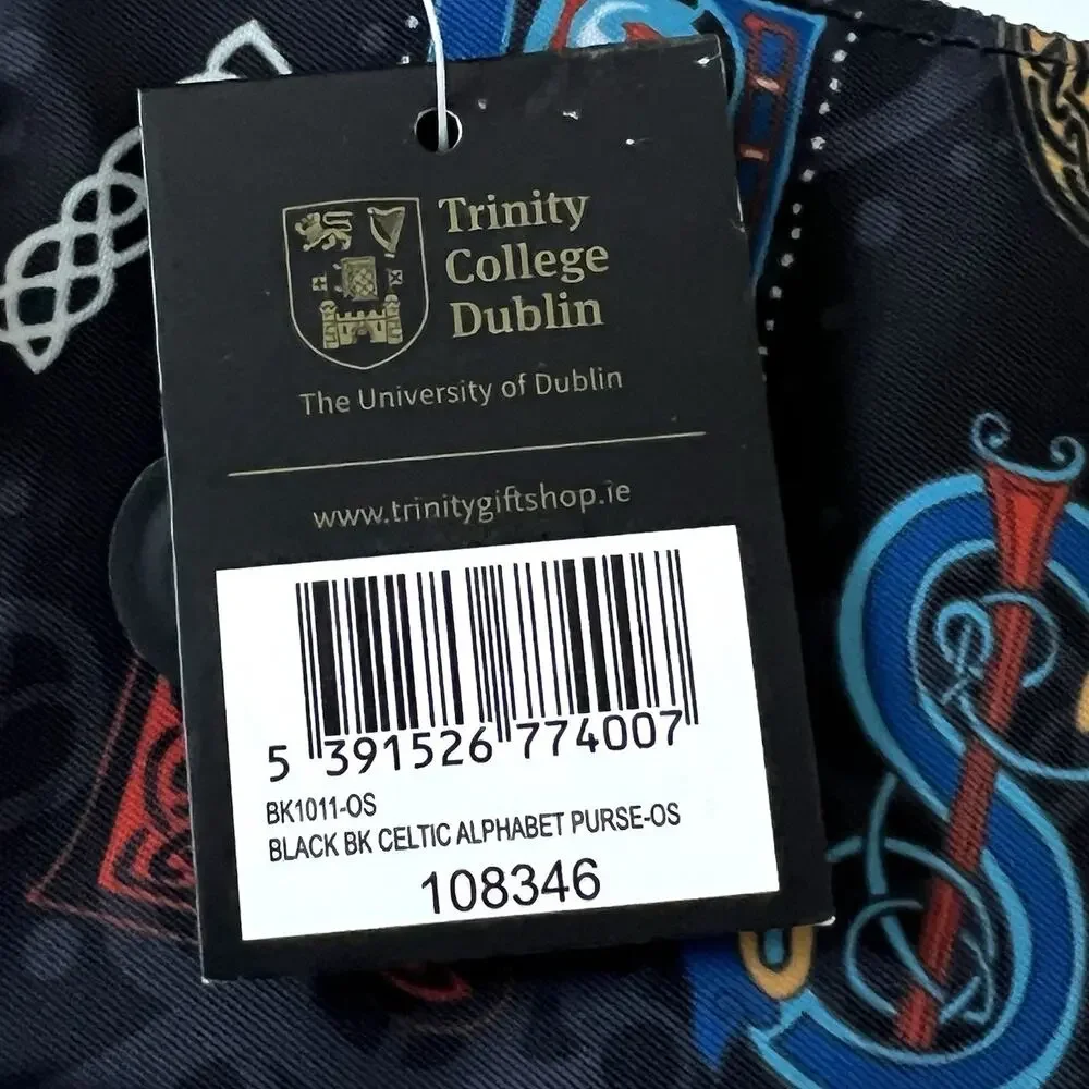 Trinity College Dublin The Book of Kells Zip Pouch NWT Celtic Print Ireland